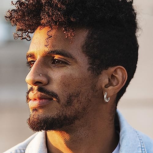 Jstyle Stainless Steel Mens Womens Hoop Earrings Huggie Ear Piercings Hypoallergenic Silver - Image 5