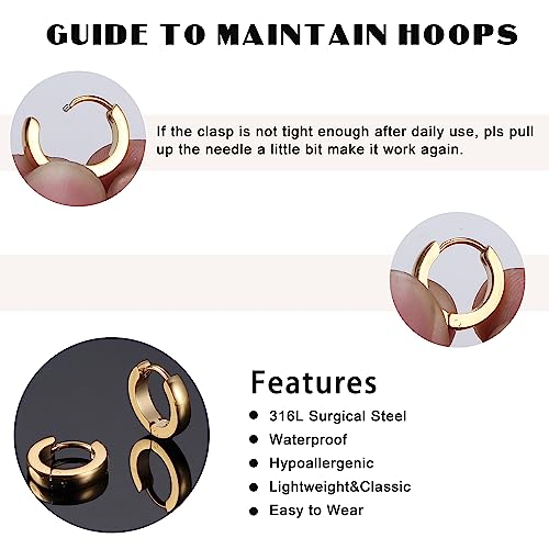 Jstyle Stainless Steel Mens Womens Hoop Earrings Huggie Ear Piercings Hypoallergenic Silver - Image 3