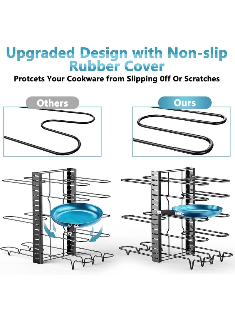 منظم أواني ومقالي – رف 8 مستويات قابل للتعديل مع 3 طرق تركيب لتخزين الأواني وأغطية القدور داخل الخزائن - Image 2