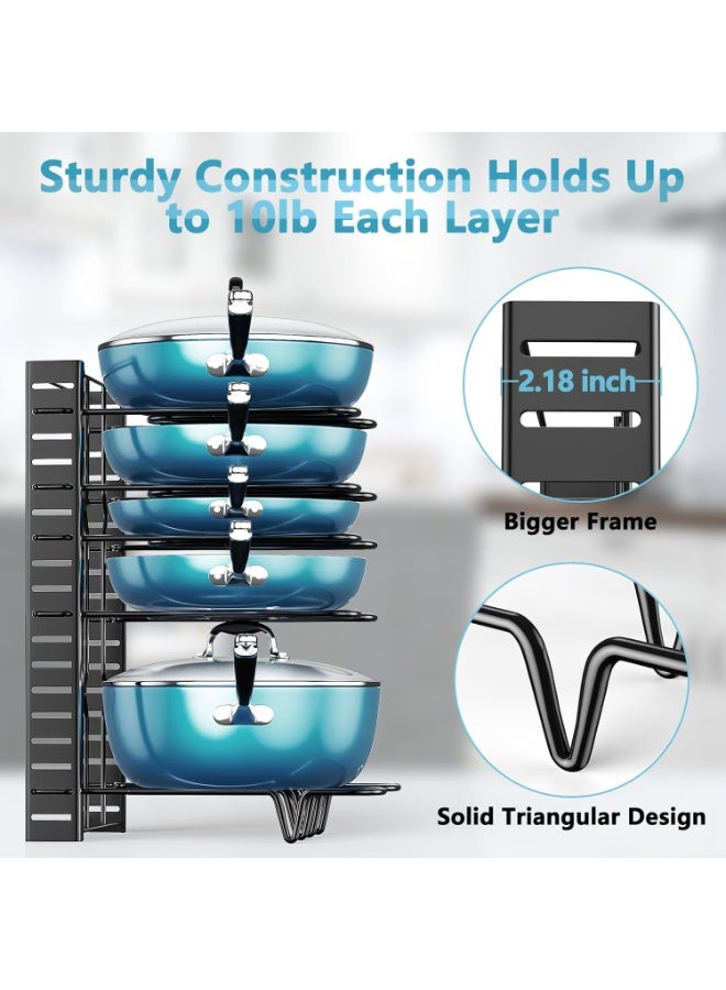 منظم أواني ومقالي – رف 8 مستويات قابل للتعديل مع 3 طرق تركيب لتخزين الأواني وأغطية القدور داخل الخزائن - Image 5