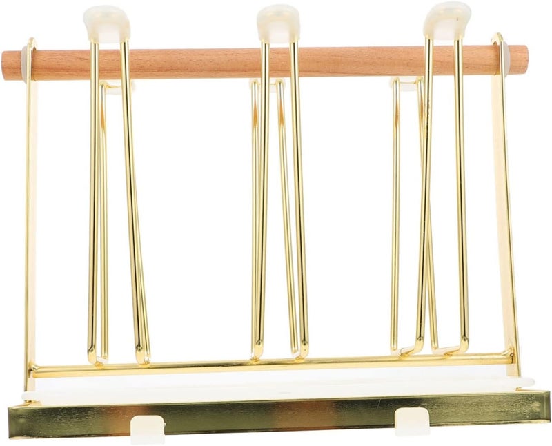 1 PC Nordic Minimalist Cup Storage Rack with Drain Tray Upside Down Design for Efficient Ventilation and Drainage Gold Finish for Kitchen and Home - Image 1