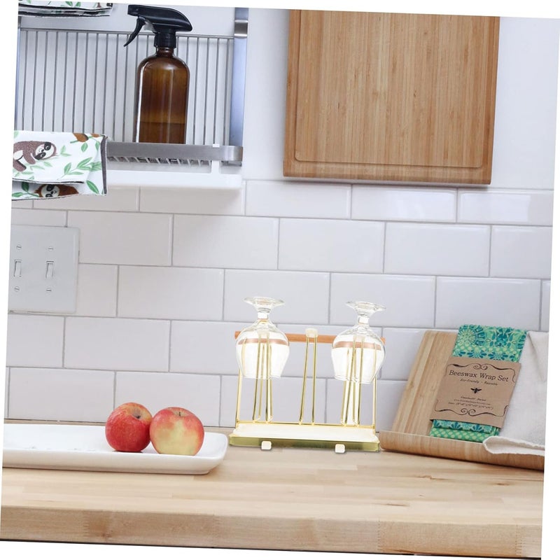 1 PC Nordic Minimalist Cup Storage Rack with Drain Tray Upside Down Design for Efficient Ventilation and Drainage Gold Finish for Kitchen and Home - Image 3