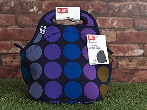 BUILT Gourmet Getaway Soft Neoprene Lunch Tote, Lightweight, Insulated, and Reusable, One Size, Plum Dots - Image 2