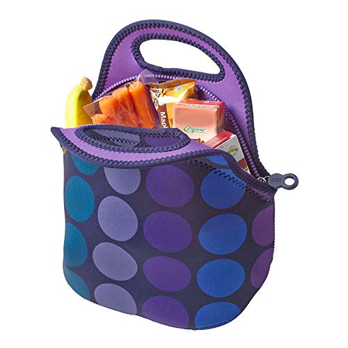 BUILT Gourmet Getaway Soft Neoprene Lunch Tote, Lightweight, Insulated, and Reusable, One Size, Plum Dots - Image 5