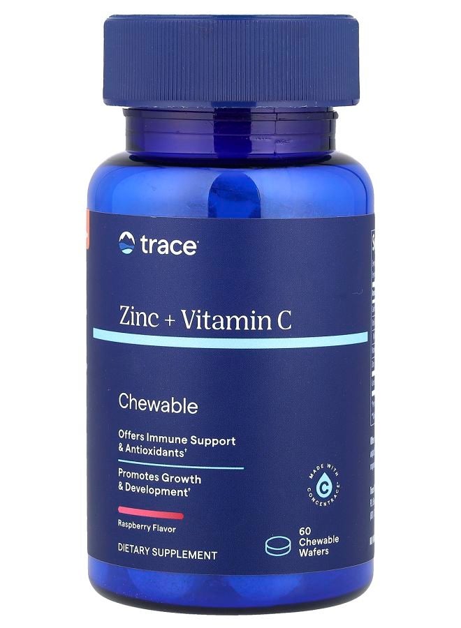 TRACE Zinc + Vitamin C Chewable Raspberry 60 Chewable Wafers - Image 1