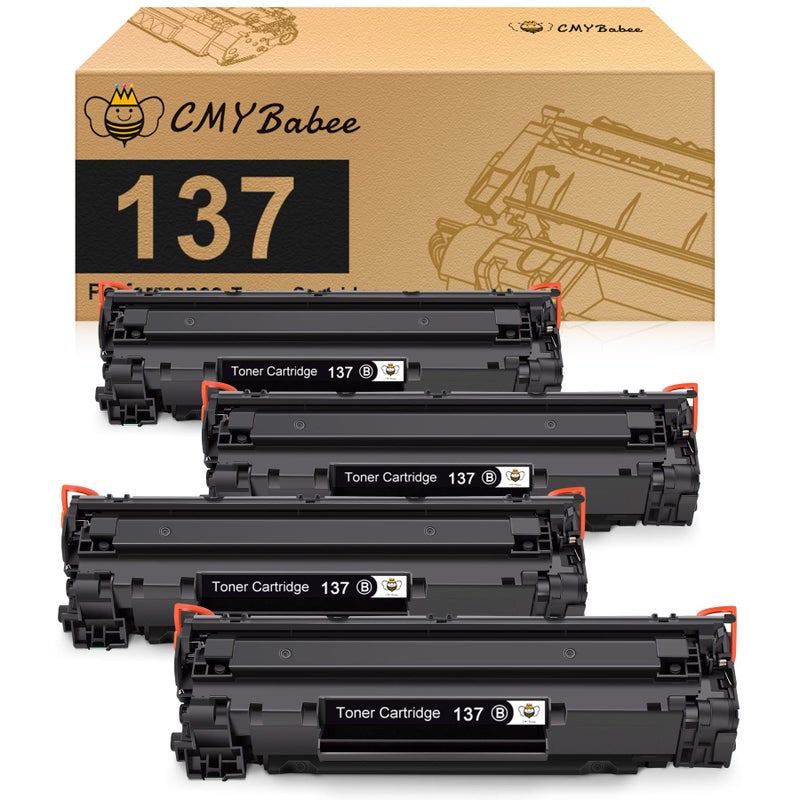 خراطيش حبر CMYBabee متوافقة مع كانون 137 أسود بديل لخراطيش الحبر CRG137 MF236n D570 LBP151dw MF247dw MF249dw MF232w MF242dw MF244dw MF216n MF227dw MF212w طابعة ImageClass حبر أسود 4 عبوات