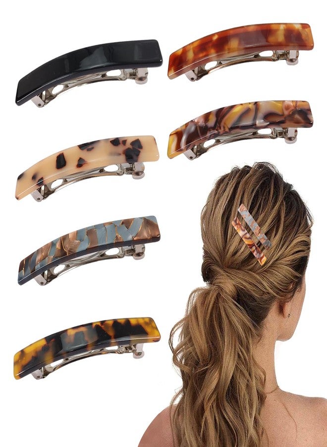 Fumwase 6PCS Hair Barrettes for Women Shell Hair Clip Hair Accessories Barrettes for Thick Thin Long Short Hair (Blue brown + Brilliant color + Amber + Light turtle shell + Dark turtle shell + Black) - Image 1