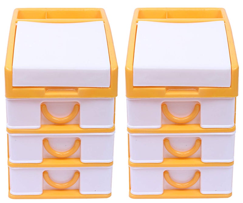 Kuber Industries Kuber Industries Plastic 2 Pieces Four Layer Drawer Storage Cabinet Box YellowCTKTC025138 - Image 1