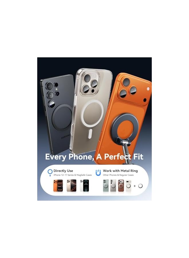 S-TOP Super Strong Car Phone Holder, 108 LBS Vacuum Suction and 3000gf Magnet, 360 Adjustable Carbon Fiber Mount Compatible with All Phones, Secure and Durable, Orange - Image 4