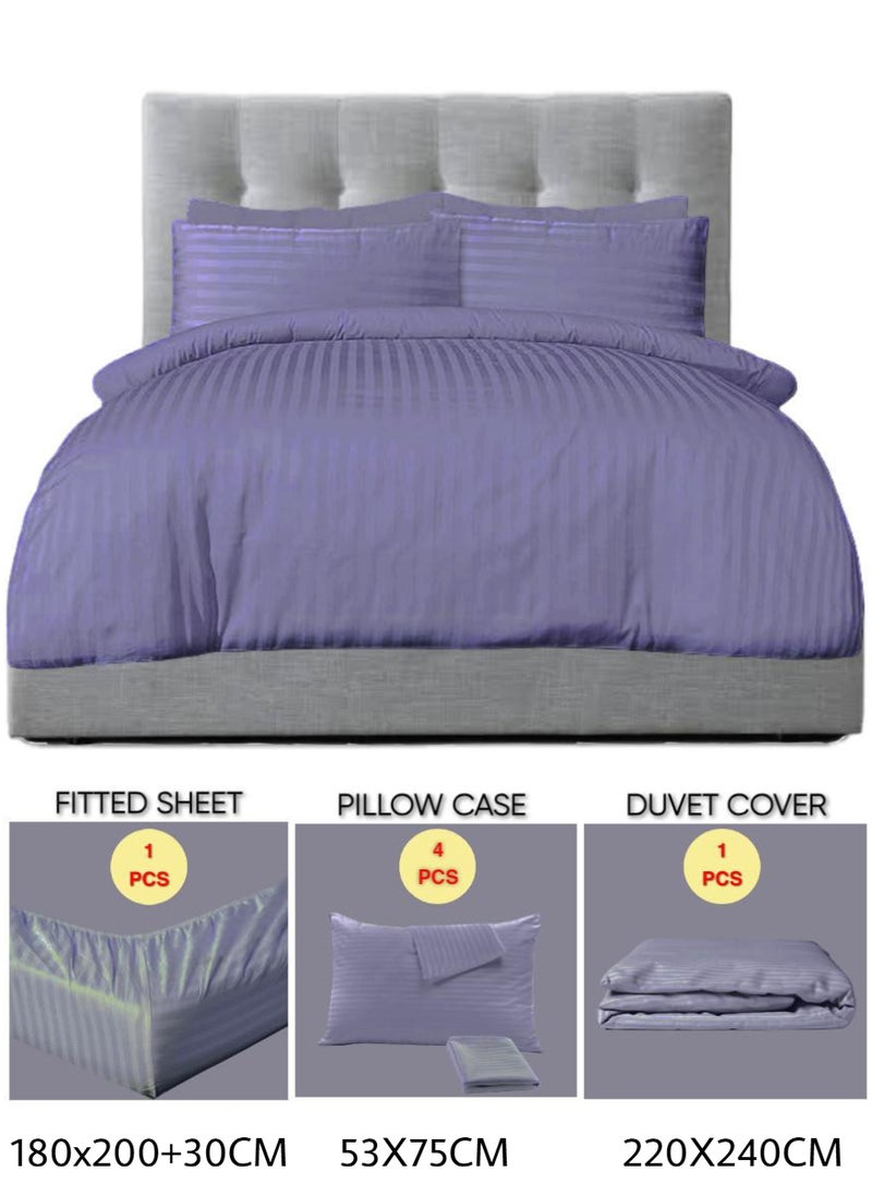 Blueberry 6 Pieces King Size Duvet Cover Set - Includes 1 Duvet Cover (220x240cm), 1 Fitted Sheet (180x200+30cm), 4 Pillow Cases - Image 2