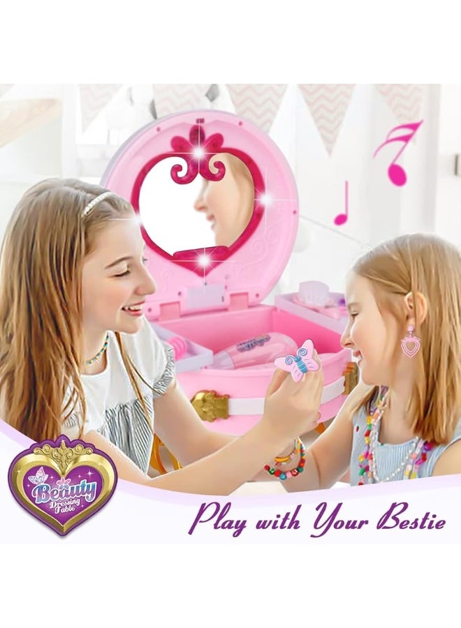 Bettina Portable Princess Vanity with Real Mirror, Toddler Makeup Vanity & Styling Tools, Lights and Sounds, Girls Toys Gifts for 3-12 Year Old Kids Birthday Gift - Image 1
