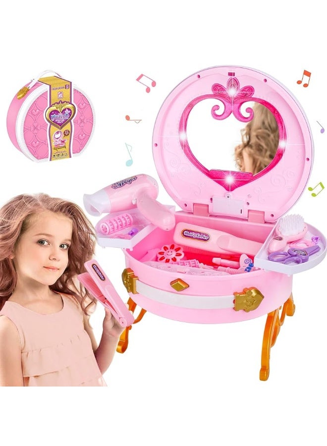 Bettina Portable Princess Vanity with Real Mirror, Toddler Makeup Vanity & Styling Tools, Lights and Sounds, Girls Toys Gifts for 3-12 Year Old Kids Birthday Gift - Image 2