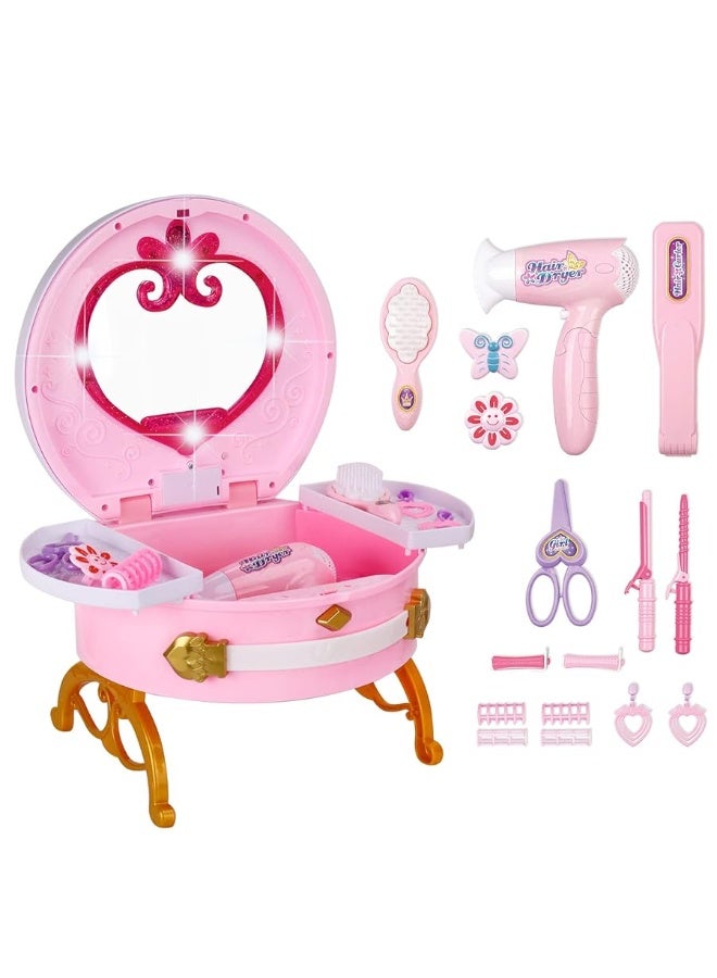Bettina Portable Princess Vanity with Real Mirror, Toddler Makeup Vanity & Styling Tools, Lights and Sounds, Girls Toys Gifts for 3-12 Year Old Kids Birthday Gift - Image 4