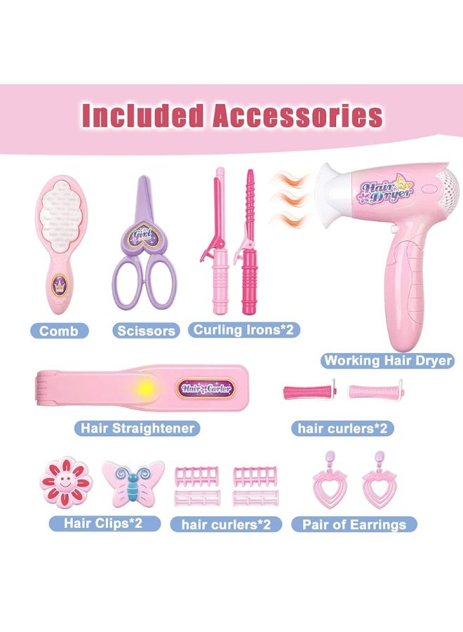 Bettina Portable Princess Vanity with Real Mirror, Toddler Makeup Vanity & Styling Tools, Lights and Sounds, Girls Toys Gifts for 3-12 Year Old Kids Birthday Gift - Image 5