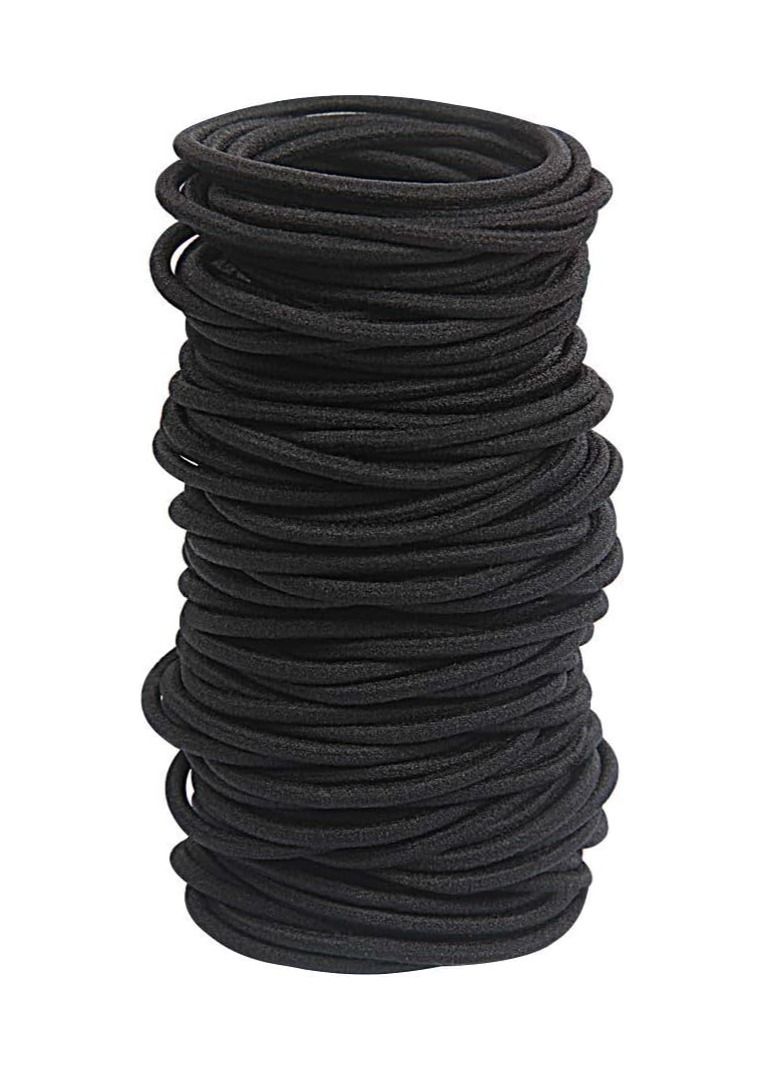 ORiTi 40 pcs Black Hair Elastic for Thick and Curly No Metal Hair Ties Value Pack (3mm) - Image 2