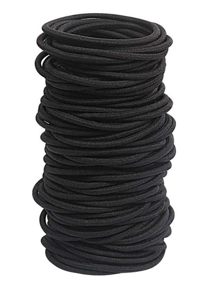 ORiTi 40 pcs Black Hair Elastic for Thick and Curly No Metal Hair Ties Value Pack (3mm) - Image 1