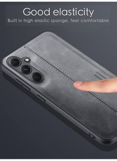 OMAKER غطاء خلفي مقاوم للصدمات من الجلد الصناعي الفاخر لهاتف Samsung Galaxy A34 - رمادي  - Image 3