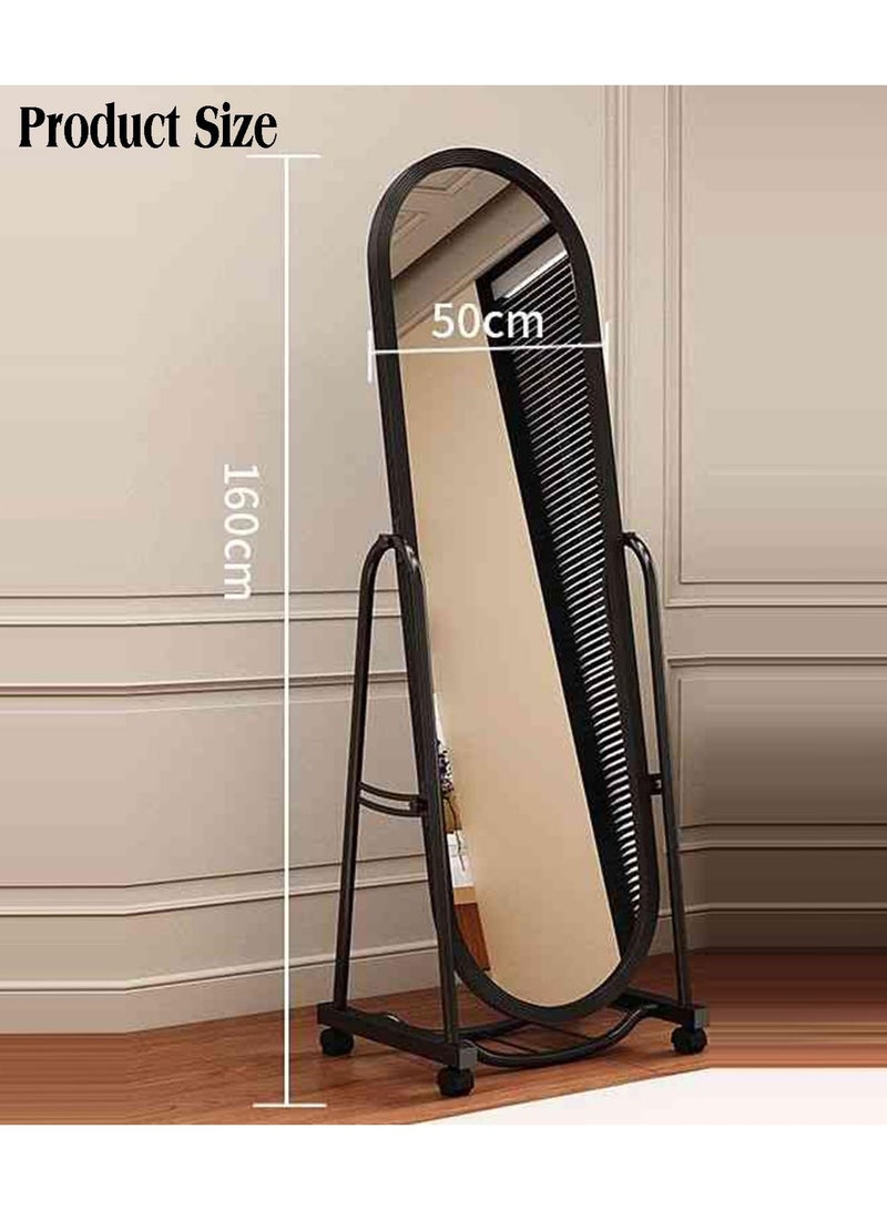 عربست مرآة طويلة كاملة مع عجلات، مرآة مقوسة، مناسبة لغرفة النوم، المدخل، غرفة الملابس، ممرات غرف النوم (2.170 متر) - Image 2