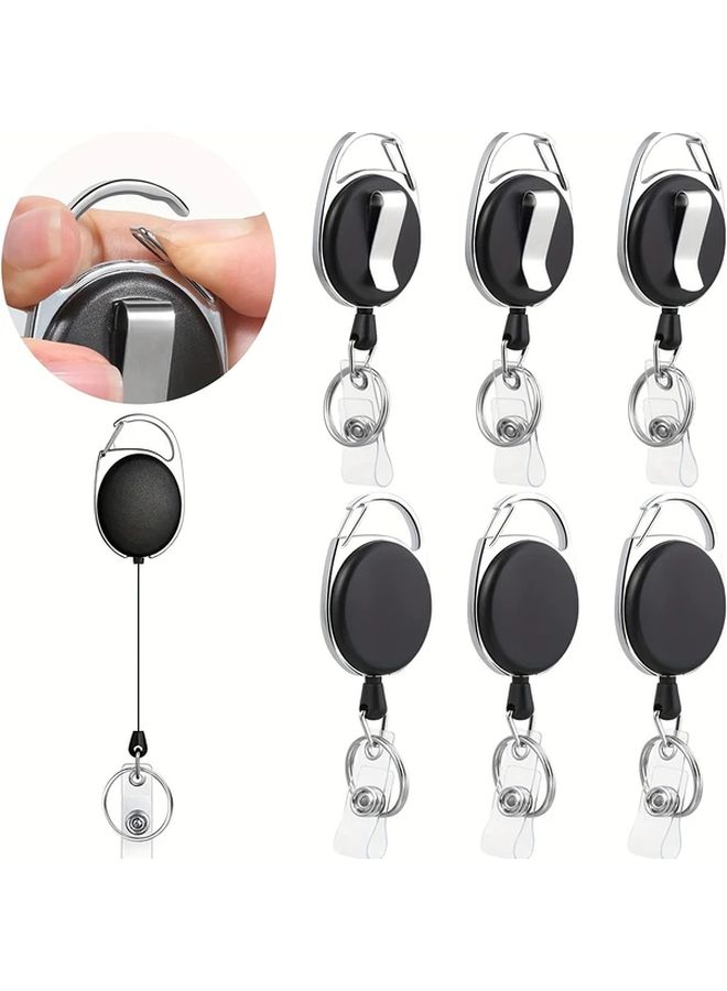 Black Retractable Badge Holder With 360 Rotation Belt Clip Key Ring - Image 1