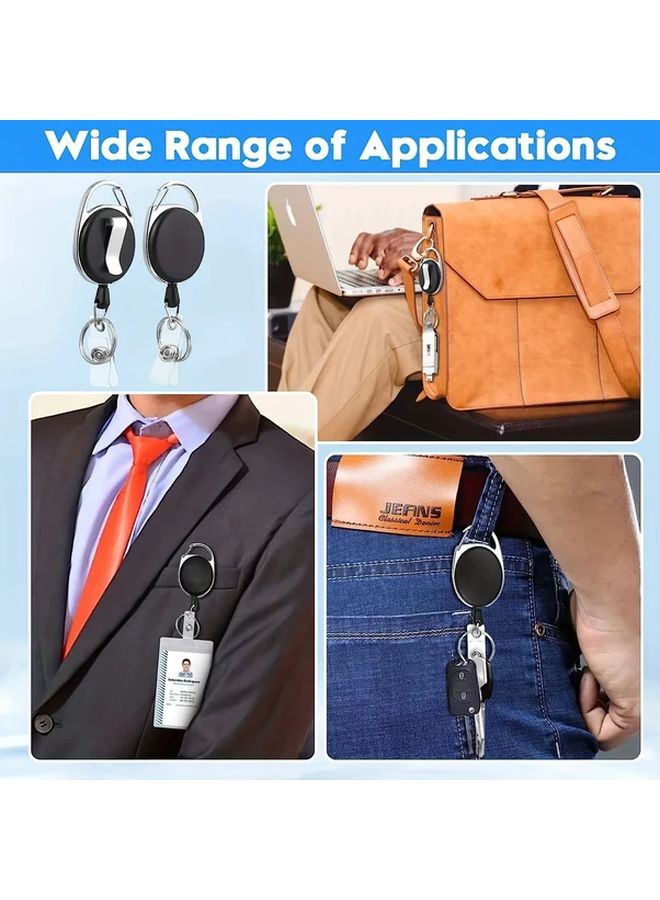 Black Retractable Badge Holder With 360 Rotation Belt Clip Key Ring - Image 5