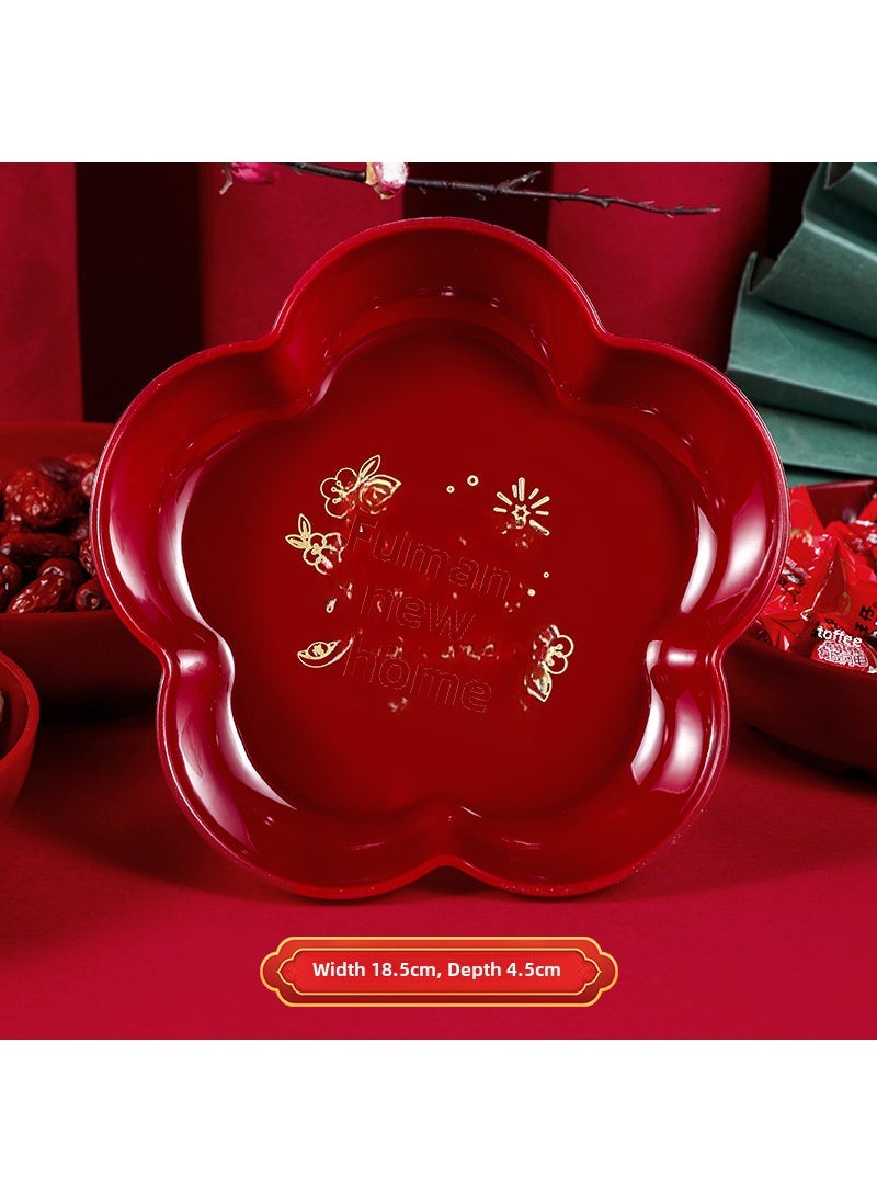 Red Wedding Fruit Plate Decor Flowers-Fuman New Residence 18.5*18.5cm 