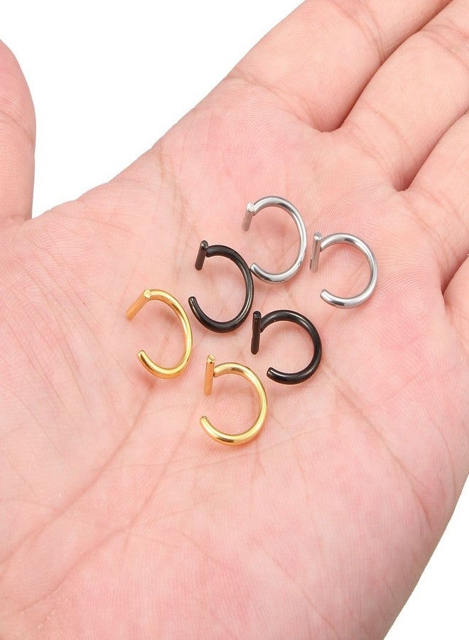 رويفان 14G حلقات أنف وشفاه مزيفة مزدوجة على شكل حرف T من الفولاذ المقاوم للصدأ، بدون ثقب، 6 قطع - ألوان متنوعة 1# - Image 5