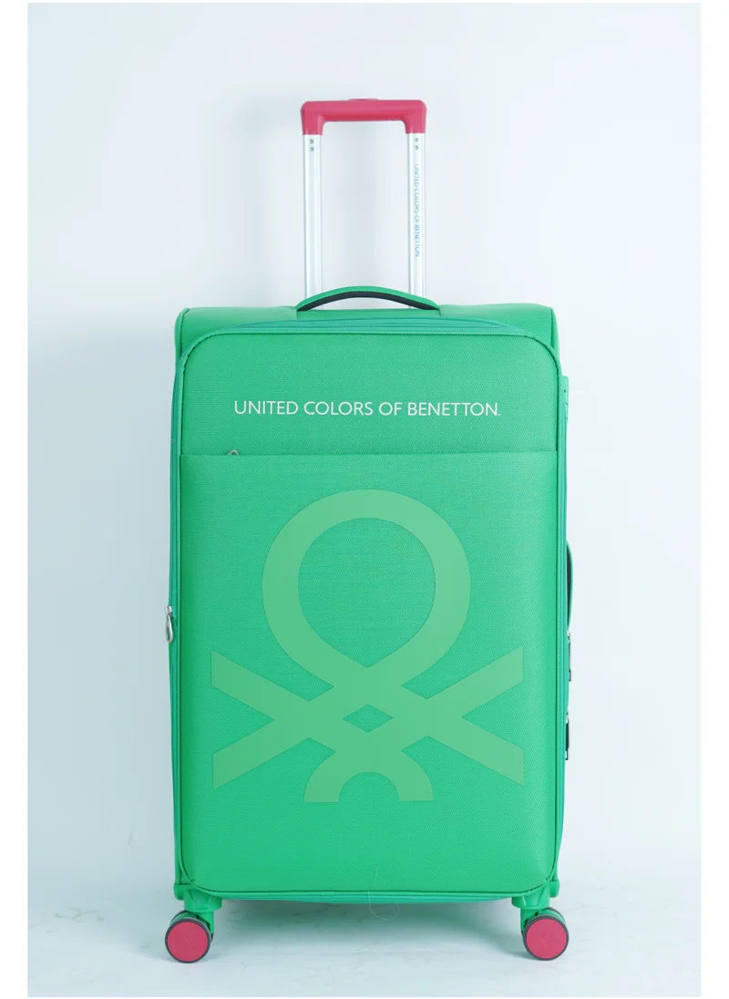 UNITED COLORS OF BENETTON BNTE-50 28 Inch- Checked Luggage with TSA Lock| Material- Soft Trolley with lightweight | Adjustable Trolley Handle | Smooth Dual Wheels 360degree rotate| GREEN