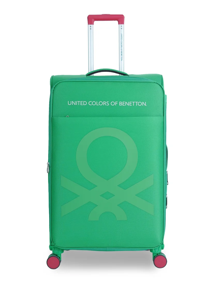 UNITED COLORS OF BENETTON BNTE-50 28 Inch- Checked Luggage with TSA Lock| Material- Soft Trolley with lightweight | Adjustable Trolley Handle | Smooth Dual Wheels 360degree rotate| GREEN