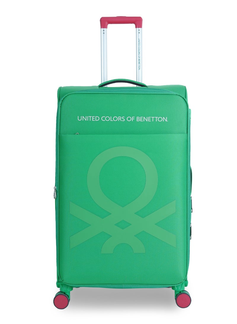 UNITED COLORS OF BENETTON BNTE-50 28 Inch- Checked Luggage with TSA Lock| Material- Soft Trolley with lightweight | Adjustable Trolley Handle | Smooth Dual Wheels 360degree rotate| GREEN - Image 1
