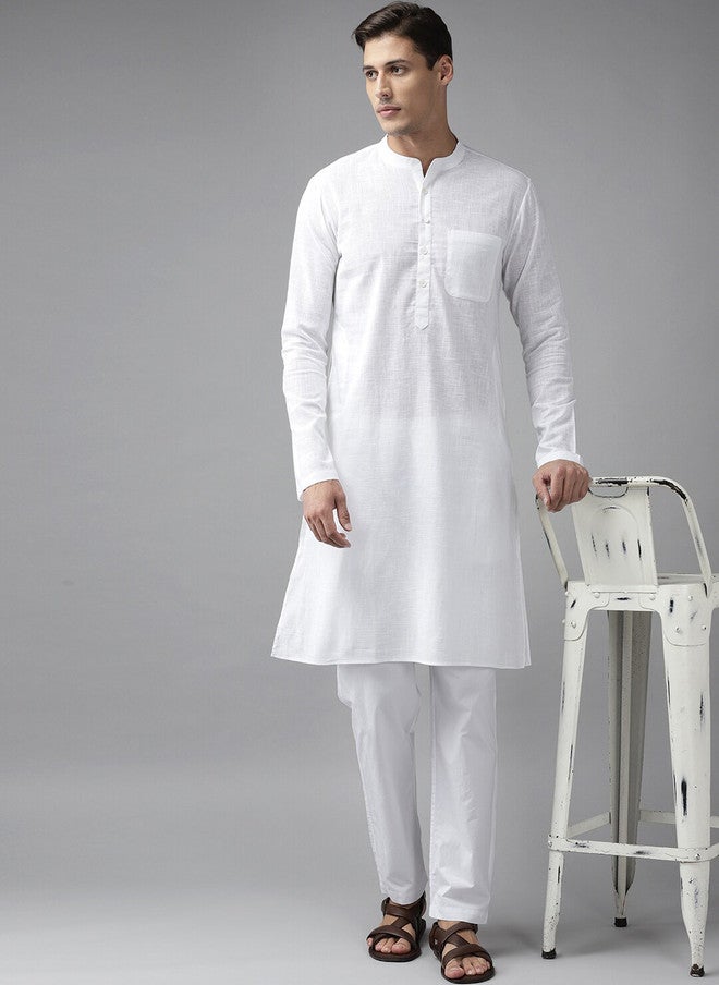 see designs White Cotton Kurta for Men - Image 5