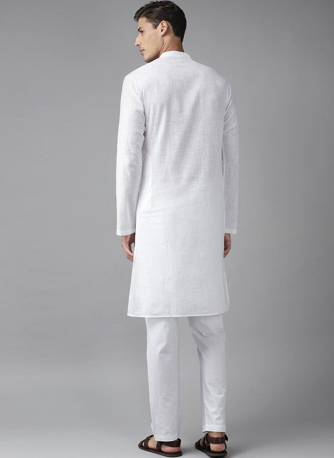see designs White Cotton Kurta for Men - Image 4