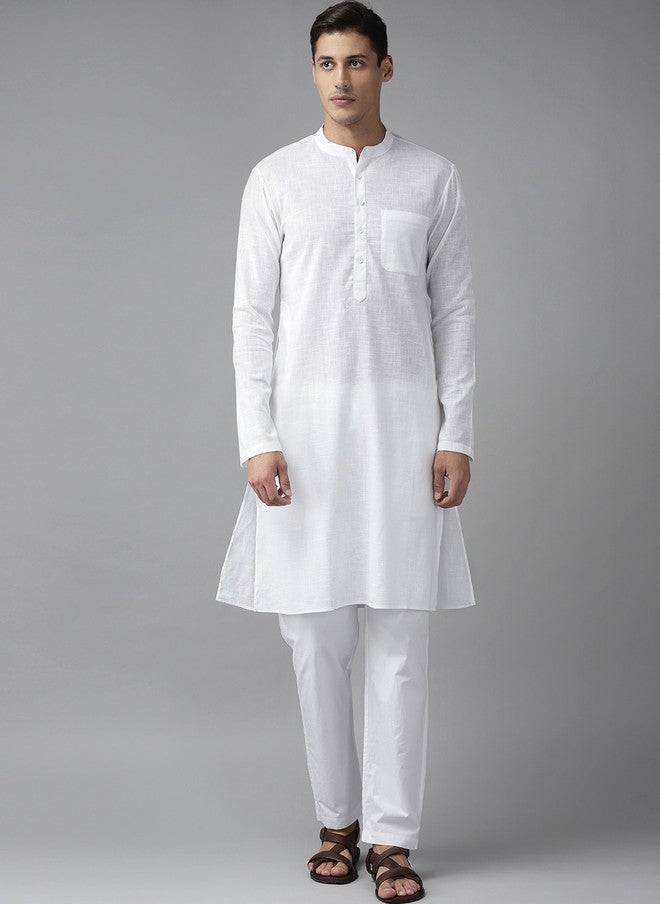 see designs White Cotton Kurta for Men - Image 1