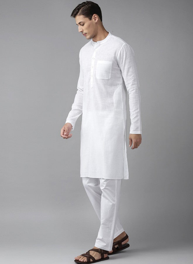 see designs White Cotton Kurta for Men - Image 3
