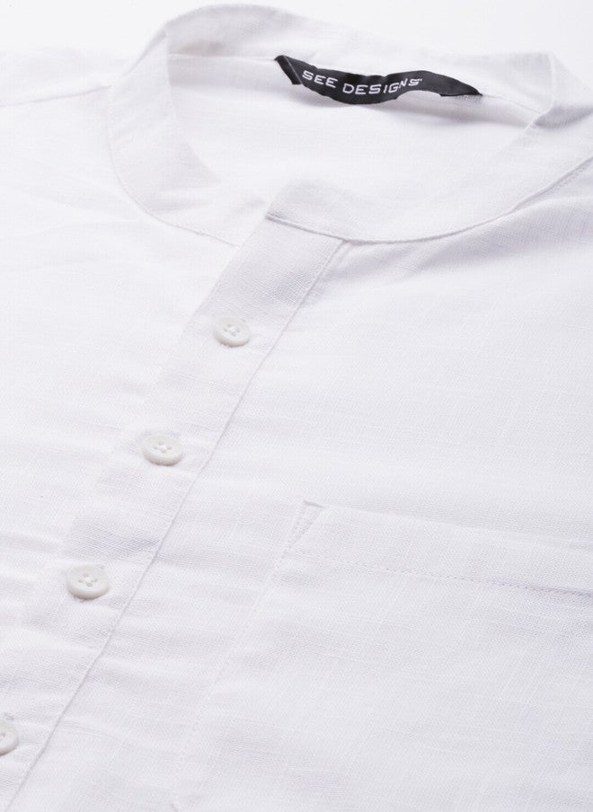 see designs White Cotton Kurta for Men - Image 2