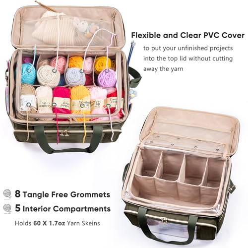 MYBAGZING Large Yarn Storage BagCrochet Bag OrganizerYarn Bags for CrochetingCrochet Storage Bag with Pockets for Crochet Hooks Crochet AccessoriesKnitting BagsGifts for Crocheters - Image 3