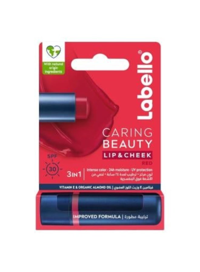 Caring Beauty Tinted Lip & Cheek Balm with SPF 30 - Red, 4.8g