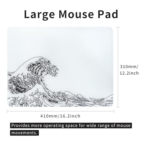 GMKWTL XVX Glass Gaming Mouse Pad, White Kanagawa Hard Mousepads for Gaming,Professional Large Mouse Mat 410mm*310mm, Special Glass Surface with Improved Precision and Speed - Image 2