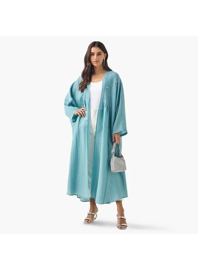 Iconic Iconic Embellished Longline Shrug with Long Sleeves