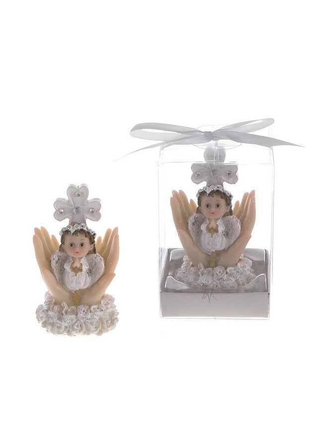 Lunaura Religious Keepsake - Set of 12 "Girl" Baby on Palm Wearing White Clothes Praying Favors