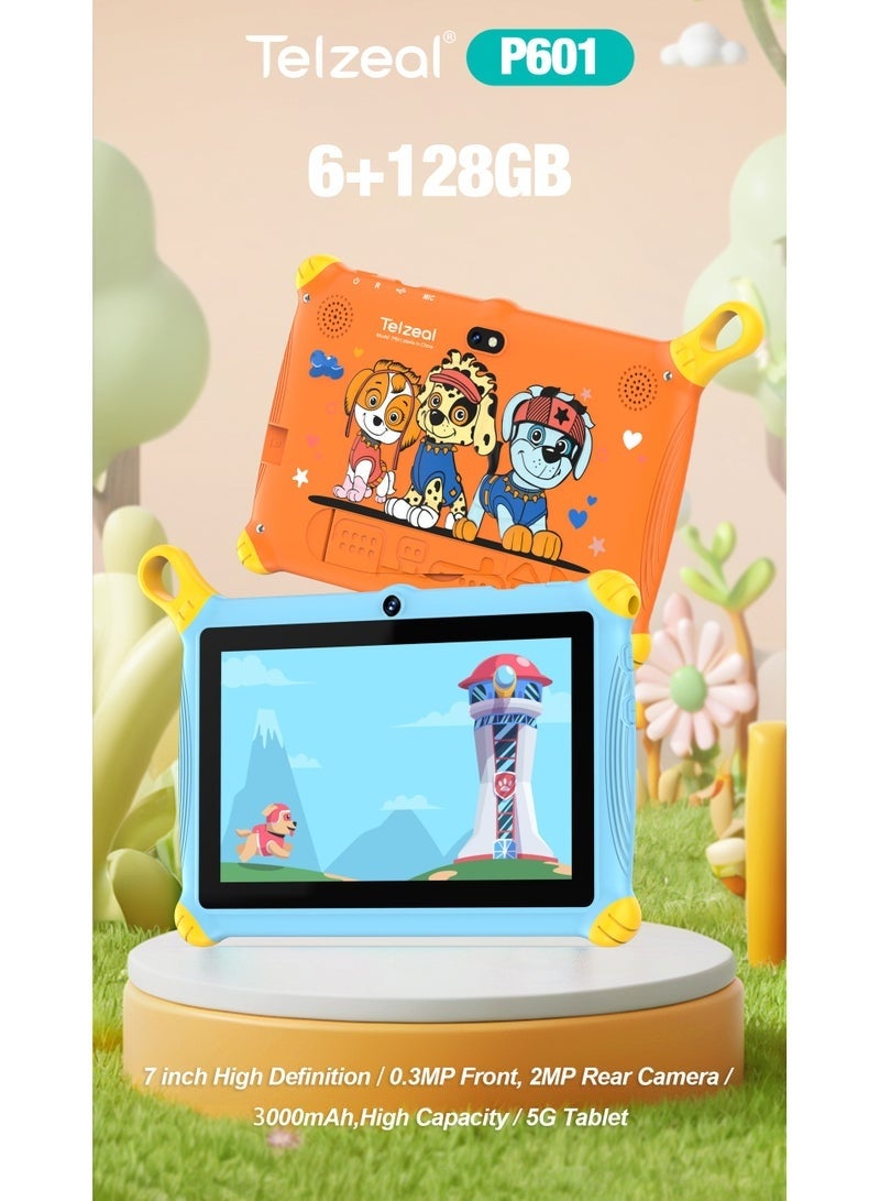 Telzeal P601 Kids Tablet 7 Inch HD Screen | Android 10.1 | 6GB RAM 128GB ROM | 3000mAh Battery | Child-Safe Learning Tablet with Parental Controls, Educational Apps & Games – Blue - Image 3