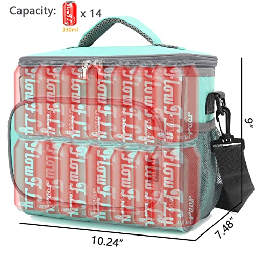 FlowFly Insulated Reusable Lunch Bag Adult Large Lunch Box for Women and Men with Adjustable Shoulder Strap,Front Zipper Pocket and Dual Large Mesh Side Pockets,Jade - Image 4