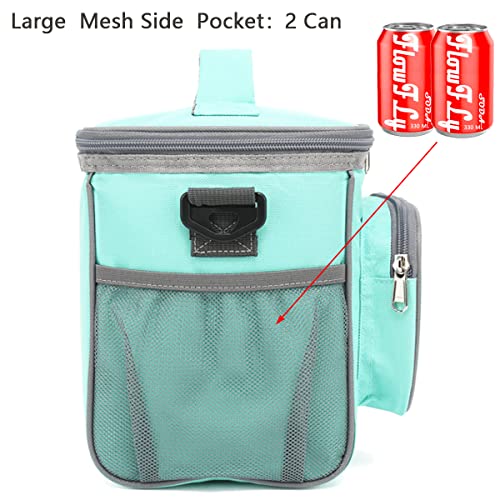 FlowFly Insulated Reusable Lunch Bag Adult Large Lunch Box for Women and Men with Adjustable Shoulder Strap,Front Zipper Pocket and Dual Large Mesh Side Pockets,Jade - Image 5