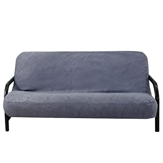 FULL SIZE 3 SIDE ZIPPER PREMIUM VELVET RICH OPULENT COLOR BUSHES GREY FUTON COVER SOFA DAYBED COUCH MATTRESS SLIPCOVER BUSHGREY FULL SIZE