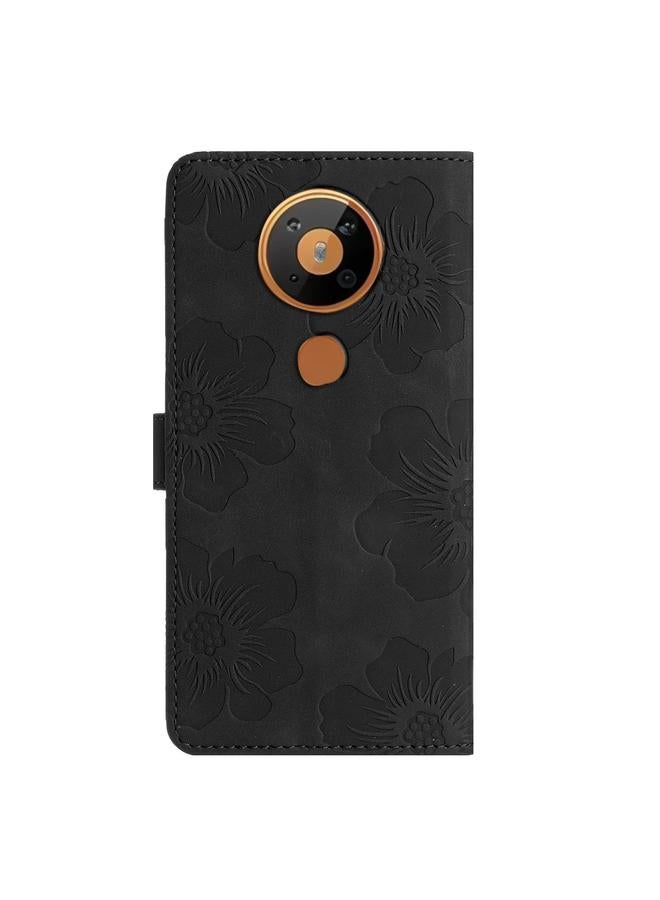 S-TOP Case For Nokia 5.4 Flower Embossing Pattern Leather Phone Case - Image 3