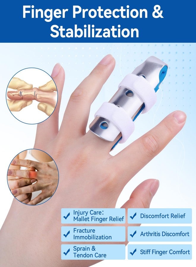 KUAZIDAR 2 Pieces Finger Splints Metal Support Brace - Soft Foam Interior, Adjustable Straps，Finger Stabilizer for All Fingers, Left/Right Hand ，Broken Finger, Arthritis, Splint， Immobilization (Large Size) - Image 3