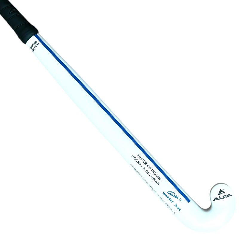 ALFA MANDEEP Singh Edition Composite Hockey Stick (Low Bow, White-Blue, 37 INCHES) - Image 1