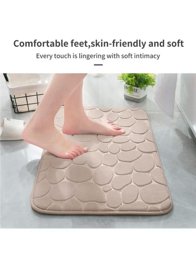 Bathroom Rugs Sets 3 Piece,Cobblestone Flannel Bathroom Mats Set Extra Thick, Non Slip Bath Mats for Bathroom, Water Absorbent, Washable Bath Rugs for Tub, Toilet and Floor - Image 5