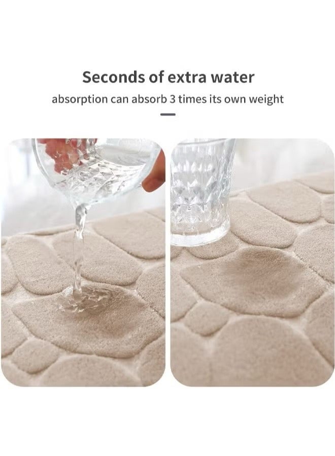 Bathroom Rugs Sets 3 Piece,Cobblestone Flannel Bathroom Mats Set Extra Thick, Non Slip Bath Mats for Bathroom, Water Absorbent, Washable Bath Rugs for Tub, Toilet and Floor - Image 3