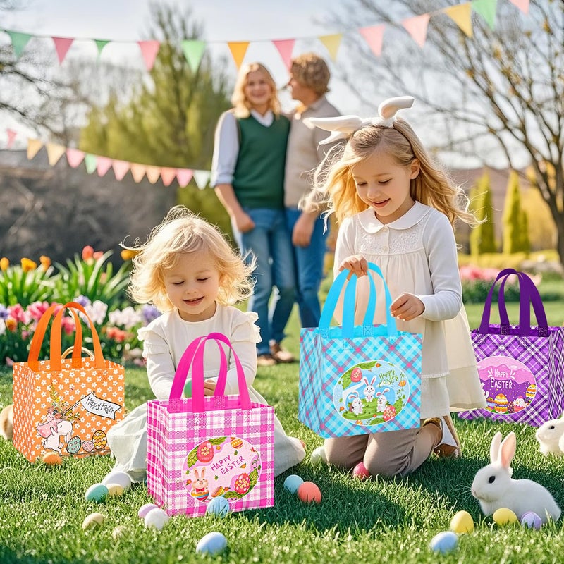 DECHISY 12Pack Easter Egg Hunt Bags, 8.3Ã—7.9Ã—6 inch Non-Woven Large Easter Gift Bags, 12 Unique Patterns Baskets for Kids, Party Supplies - Image 5