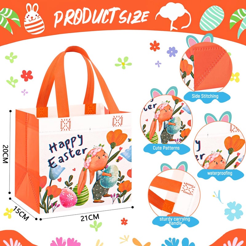 DECHISY 12Pack Easter Egg Hunt Bags, 8.3Ã—7.9Ã—6 inch Non-Woven Large Easter Gift Bags, 12 Unique Patterns Baskets for Kids, Party Supplies - Image 2